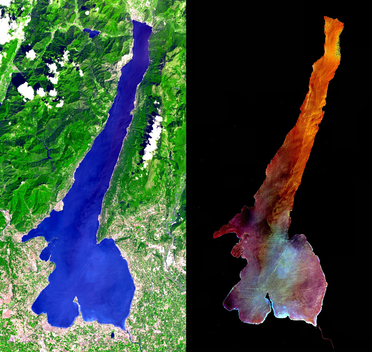 δορυφορική εικόνα ikonos,τεχνητή λίμνη,πηγή:www.chiemgau_impact.com