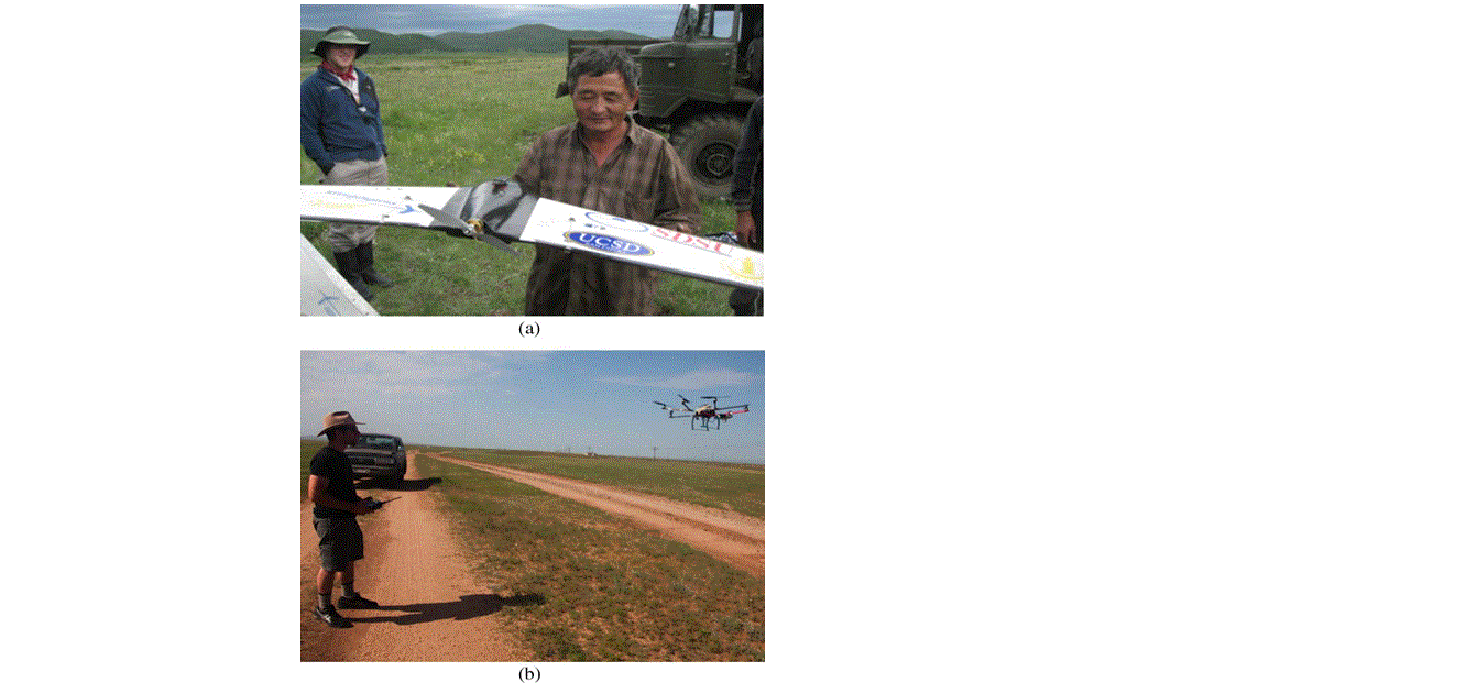 ΕΙΚΟΝΑ 2. :UAV PLATFORMS: (a) RP FlightSystems’ “Spectra” και (b) Mikrokopter’s “Oktokopter”.
