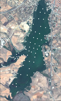 Εικόνα 2. Εικόνα της λίμνης Mogan από τον δορυφόρο Quickbird (August 6, 2005).png